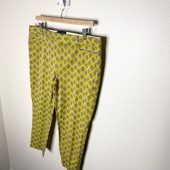 Banana Republic Yellow Print Sloan Crop Pants NWT - Women’s US 14 - Picture 4 of 9